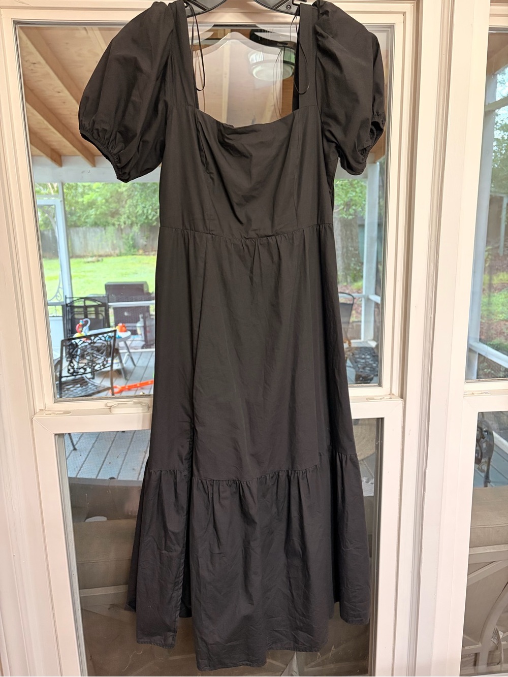 Astr Black Midi Dress with Puff Sleeves